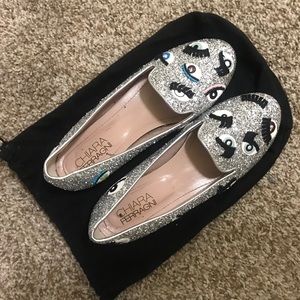 Chiara Ferragni Glitter Round Toe Flats